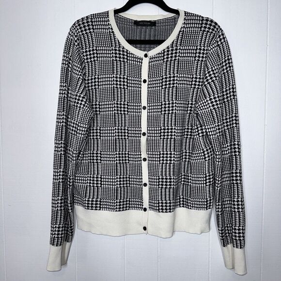 Ann Taylor Sweaters - Ann Taylor Women's Houndstooth Cardigan Sweater Black Size M/L?